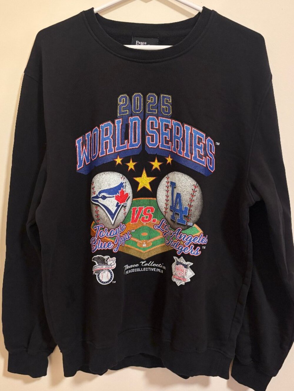Toronto Blue Jays Peace Collective Sz M Crewneck Dodgers World Series 2025 MLB